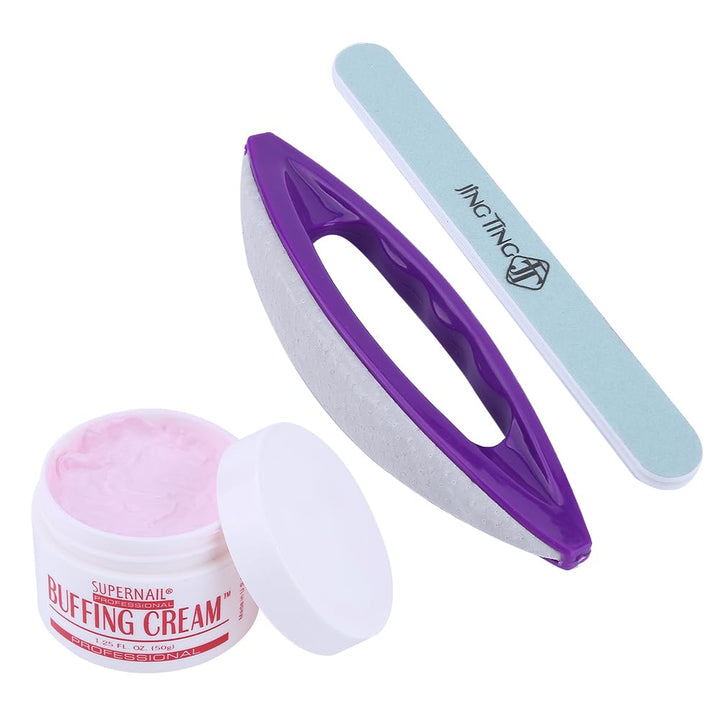 Nail Buffer Blocks and Shine Kit Art Buffing Cream Brush Buffers Polishing Strip Care Tools Chamois Polishing Block Glossy Nails Care Tools Set for Professional Manicure Pedicure Salon