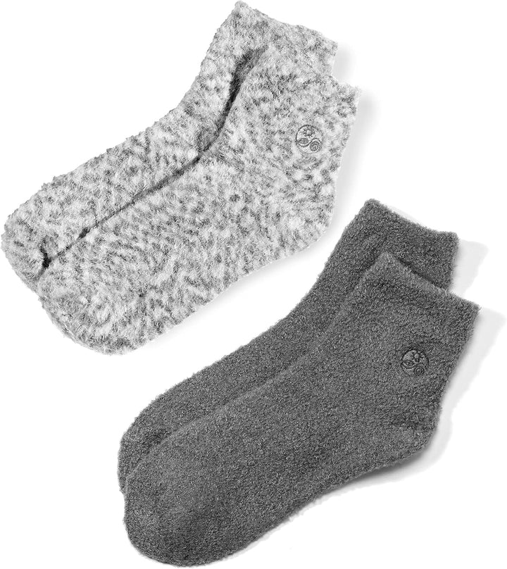 Aloe Socks – Infused W/Aloe Vera & Vitamin E – Helps Dry Feet, Cracked Heels, Calluses – Use with Lotion – Grey/Confetti (2 Pairs)