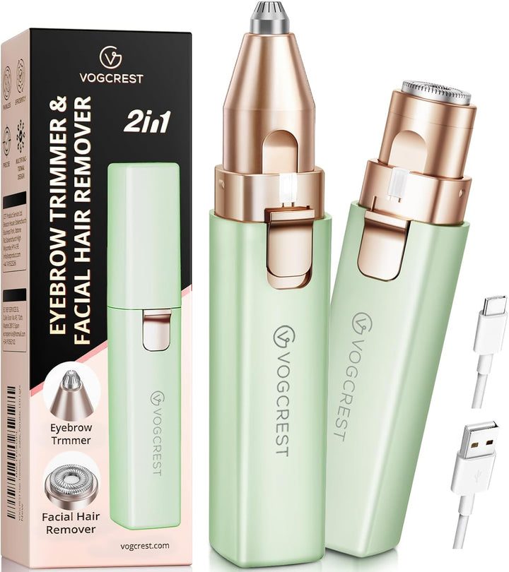 Rechargeable Facial Hair Remover for Women: 2 in 1 Electric Eyebrow and Facial Hair Remover - Suitable for Middle-Aged Women’S Eyebrow, Chin, and Cheek Trimming - with Built-In LED Light(Pink)