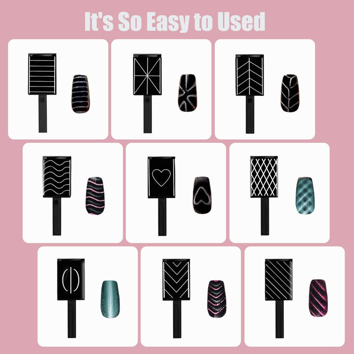 11Pcs Nail Magnet for Cat Eye Gel Nail Polish Magnet Set 5 in 1 Multifunction Wand Cat Eye Magnetic for Nails Cat Eye Magnets Sticks Magnet Nail Polish Design Tools Nail Art DIY