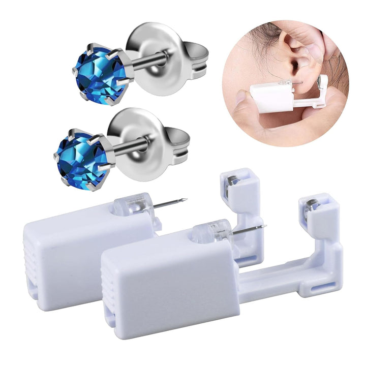 2 Pack Disposable Ear Piercer Safe Piercing Ear at Home Self Use Ear Piercing Gun Kit for Girl Women with Sterilized Ear Stud（205#）