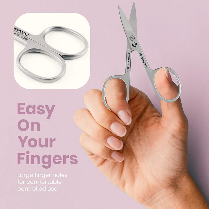 Curved Nail Scissors for Women & Men – German Quality Stainless Steel – Small Manicure Pedicure Scissors for Fingernail, Toe Nail, Eyebrows & Mustache