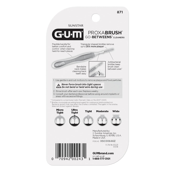Proxabrush Go-Betweens - Ultra Tight- Interdental Brushes - Soft Bristled Dental Picks for Plaque Removal Health - Safe for Braces & Dental Devices, 10 Count (Pack of 4)
