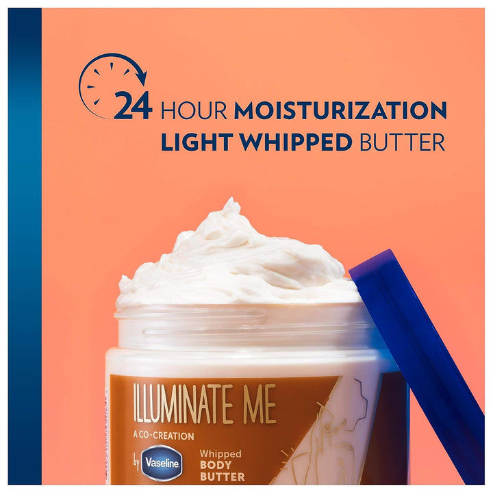 Illuminate Me Shea Butter Whipped Body Butter for Melanin Rich Skin Provides 24 Hour Moisturization for Dry Skin 11 Oz