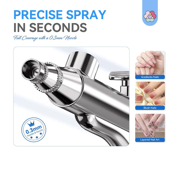 25 PSI Airbrush for Nails: Rechargeable Nail Airbrush Machine 3 High-Pressure Modes Cordless Airbrush Kit with Compressor 0.3 Mm Nano Nozzle Airbrush Paint Airbrush Makeup for Nails Art