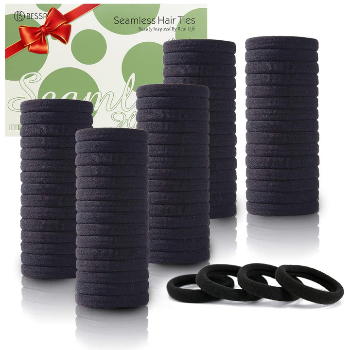 100 Pcs Thick Seamless Brown Hair Ties, Ponytail Holders Hair Accessories No Damage for Thick Hair (Natural Colors)