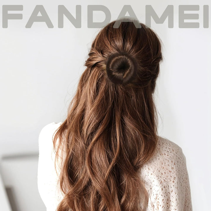 Hair Bun Maker for Kids, 4PCS Donut Bun Maker Small with 4PCS Extra Small Hair Buns Kit. Ballet Hair Bun Maker for Kids, Hair Bun Set with Elastic Hair Ties, Hair Pins.(Brown)