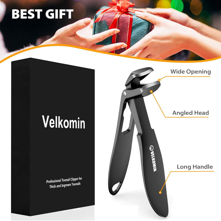 Long Handle Toe Nail Clippers for Seniors - Angled Head, Wide Jaw Opening, Ultra-Sharp and Durable Large Thick Toenail Clippers Cutters Trimmers for Men and Women, 18-Month Replacement Warranty!