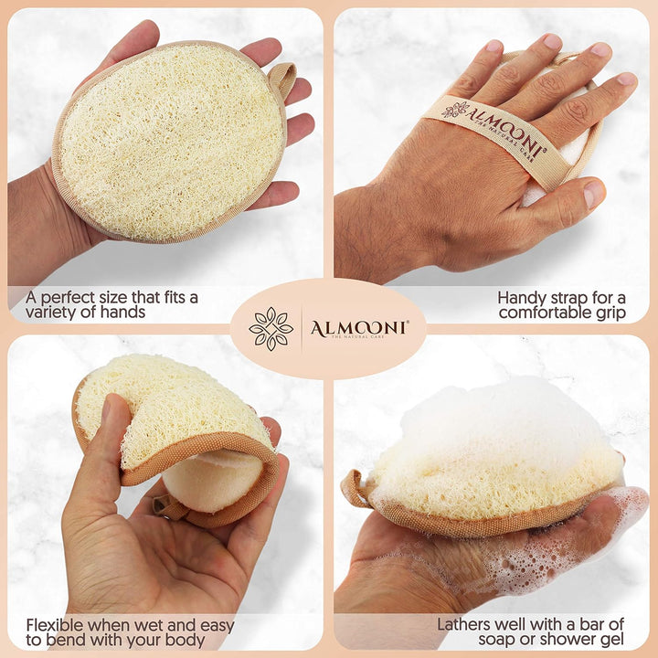 Natural Loofah Exfoliating Body Scrubber, Made with Natural Egyptian Shower Loofah Sponge, Bath Shower Loofah Sponge for Women and Men, for Face and Body That Gets You Clean - 2 Count (1 Pack)