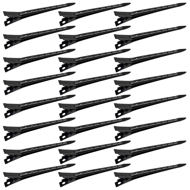 24 Packs Duck Bill Clips,  3.5 Inches Rustproof Metal Alligator Curl Clips with Holes for Hair Styling, Hair Coloring, Silver