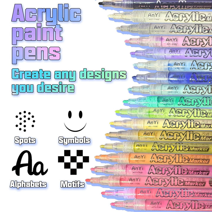 18 Colors Nail Art Pens Set, 3D Gel Nail Polish Pen Water-Based Quick Drying, Acrylic Nail Paint Pens Kit Drawing Painting Liner Dotting Graffiti Manicure for Home Salon DIY