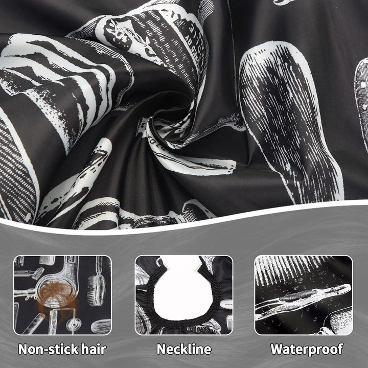 Professional Hair Cutting Cape with Neck Duster Brush, Large Size Salon Barber Cape for Men, Women and Kids(Barber Supplies Pattern)