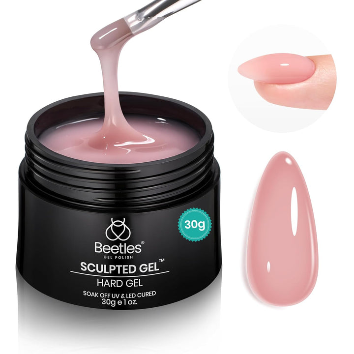 Beetles Builder Gel Nude Pink Sculpted Gel High Hardness for Nail Extension Broken Repair Protection Durable for Home Salon UV LED Lamp Cured Nail DIY Art Manicure 1 Oz