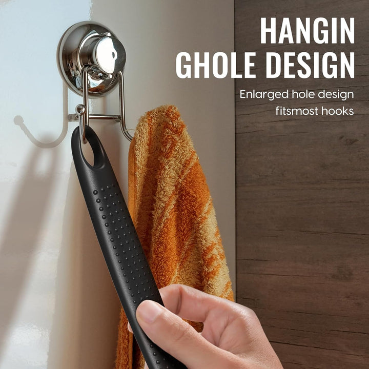 Silicone Back Scrubber for Shower, 17In Lengthen Long Handle Body Brush, Double Sided Shower Brush for Shower Exfoliating and Massage Can Produce Rich Foam, Long Handle Back Scrubber for Men.