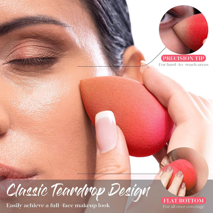 Makeup Sponge Set 5 Pack Micro Porous Low Absorption Soft Latex Free Foundation Beauty Sponges & Blenders for Powder Cream, Stocking Stuffers for Women