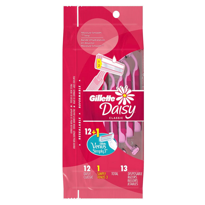 Venus Daisy Classic Disposable Razors for Women, 18 Count, Hair Removal for Women