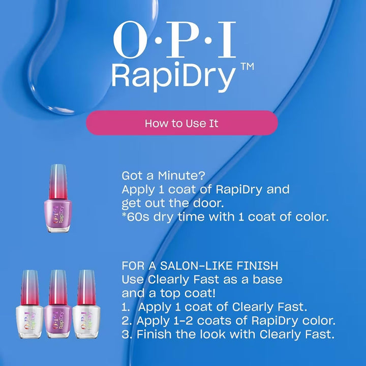 Rapidry Quick Dry Nail Polish Colors | Opaque, Crème, Shimmer Shades with Clear Protective Base & Shine-Boosting Top Coat | Vegan, Smudge Proof, and Fast Drying in 60 Seconds