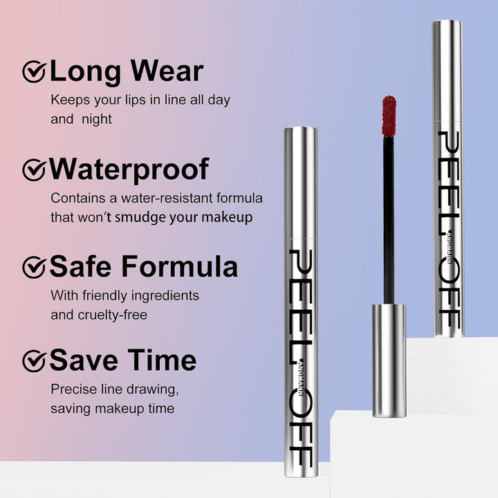 3 Colors Long-Lasting Peel off Lip Liner Set, Waterproof & Smudge-Proof Matte Lip Liners Gift Makeup for Girls (#1+2+3)