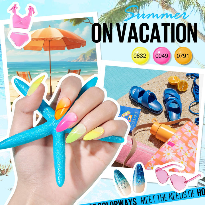 42 Colors Gel Nail Polish Kit with U V Light, 59 Pcs All Seasons Collection Colorful Gel Polish Essential Set with 5 Psc Matte/Glossy Base Top Coat, Salon Gifts for Women