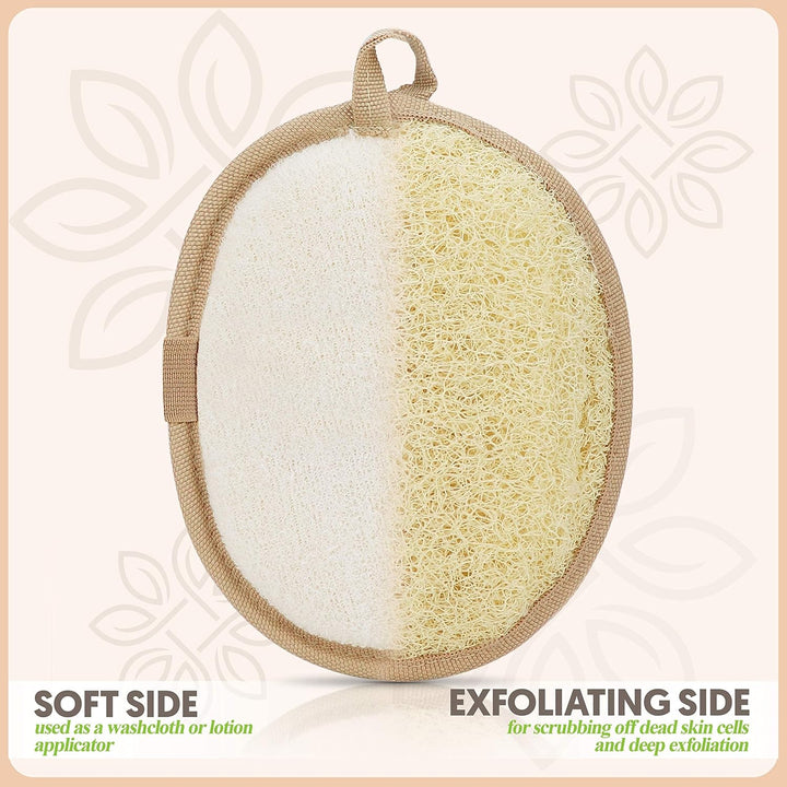 Natural Loofah Exfoliating Body Scrubber, Made with Natural Egyptian Shower Loofah Sponge, Bath Shower Loofah Sponge for Women and Men, for Face and Body That Gets You Clean - 2 Count (1 Pack)