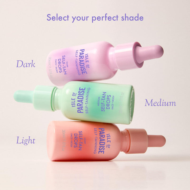 Isle of Paradise Self Tanning Face & Body Drops - Evens Skin Tone - Self Tanner Drops for Bronzed & Glowing Skin - Vegan and Cruelty Free - 30Ml
