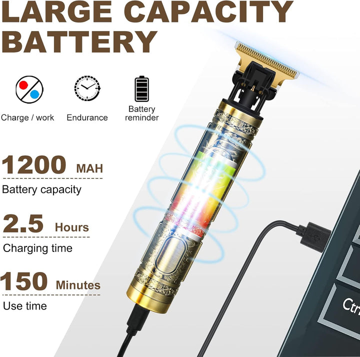 Professional Hair Trimmer for Men, Cordless Rechargeable Beard Trimmer Hair Clippers for Men, Metal Body Cutting Grooming Kit, Beard Shaver Barbershop, Bronze