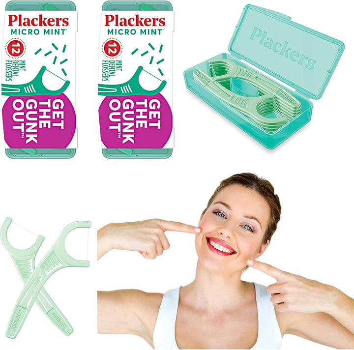 Micro Mint Dental Flossers, Travel Pack, Perfect Travel Size, Easy Storage, Dental Care On-The-Go, Fresh Mint Flavor, 12 Count