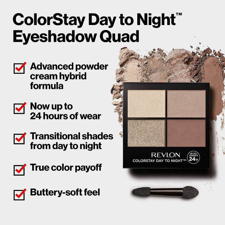 Eyeshadow Palette by , Colorstay Day to Night up to 24 Hour Eye Makeup, Velvety Pigmented Blendable Matte & Shimmer Finishes, 555 Moonlit, 0.16 Oz, 555 Moonlit, 0.16 Oz