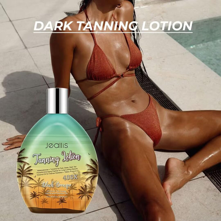 Extreme Dark Tanning Lotion Accelerator for Indoor Tanning Beds & Outdoor Sun Tan with Bronzer to Get Dark Fast Tan, Bronzing Tanning Lotion with Tattoo Protecting Formula, DHA Free, 13.5Oz
