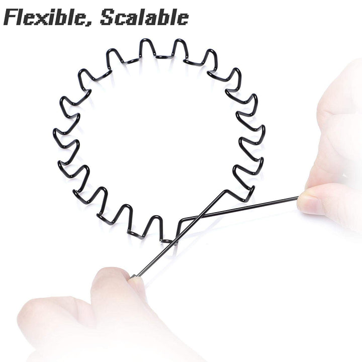 Metal Headbands, 2 Pack Fashion Unisex Black Hairband Spring Wave Non Slip Sports Headwear Hair Hoop Hair Accessories (2 Pack)