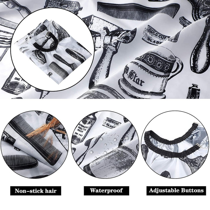 Professional Hair Cutting Cape, 2 Pcs Hairdressing Barber Salon with Closure Snap for Styling Coloring Hair Cutting Cape Accessories（Print Design）