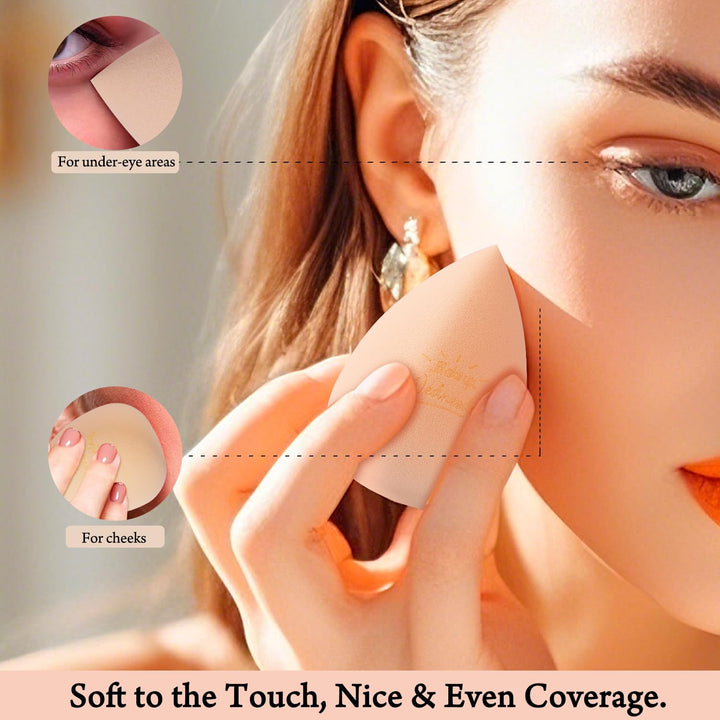 Makeup Sponge Set Blender Sponges, Latex-Free Beauty Makeup Sponges 7 Pcs with 1 Travel Container Case for Blending Foundation Liquid Cream and Powder (Beige)