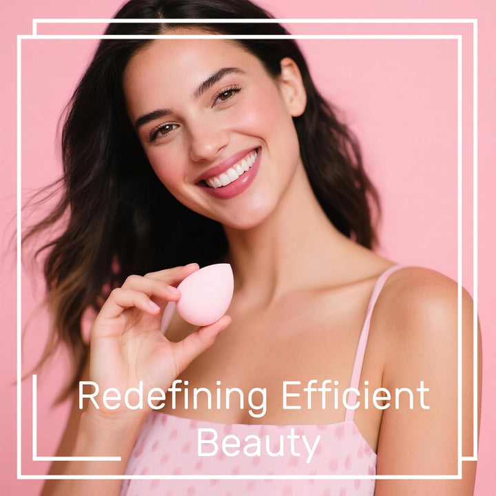 Makeup Sponge Set  with Storage Case 7 Pcs for Liquid, Cream, and Powder,Save Foundation with 1 Mini Makeup Sponge for Travel Daily Use (A-Pink）