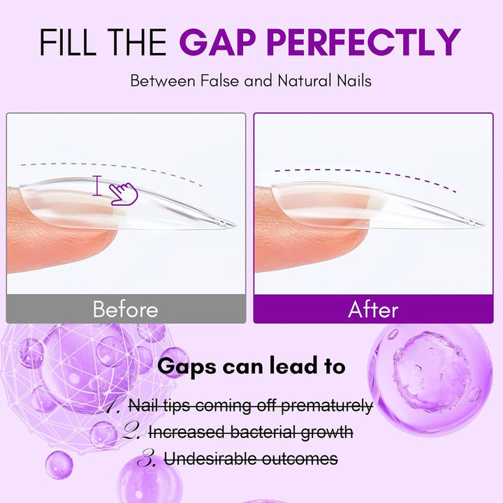 Solid Nail Glue Gel: Extra Strong Gel Nail Glue for Press on Nails & Fake Tips Long-Lasting Strong Adhesion Nails Glue for Acrylic Nails Clear 3D Gels for Nail Art Home Salon UV Light Cured