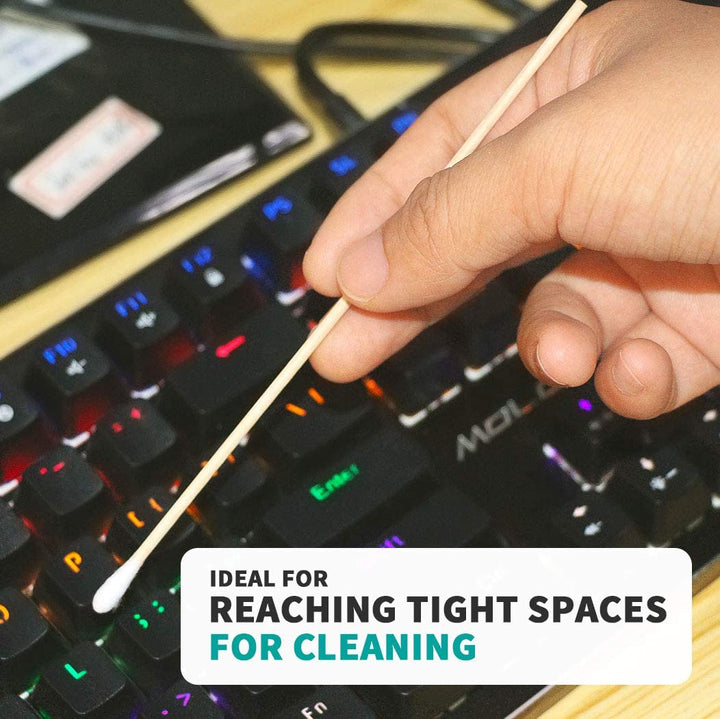 200 Pcs Count 6" Inch Long Cotton Swabs with Wooden Handles Cotton Tipped Applicator, Cleaning with Wood Handle for Oil Makeup Gun Applicators, Eye Ears Eyeshadow Brush and Remover Tool