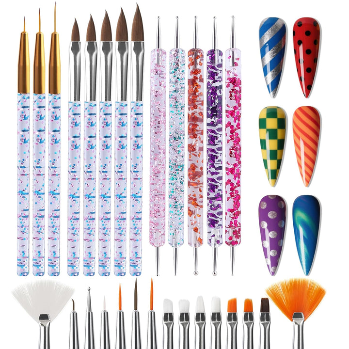 35Pcs Nail Art Pens Brushes,Nail Art Tool Set,Nail Dotting Tools,Nail Dust Brush,Striping Nail Art Brushes for Long Lines,Nail Drawing Pen for Nail Design