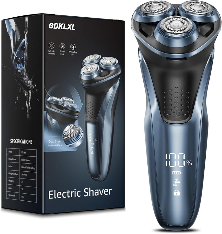 Rechargeable Electric Razor for Men: IPX7 Waterproof Shaver - 1.5H Fast Charge, 4D Flex Precision Blades with Pop-Up Trimmer - Gentle on Sensitive Skin, Travel-Friendly