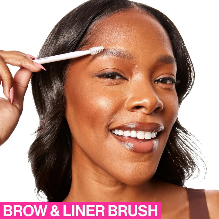 Eyebrow and Liner Brush, Dual-Ended Angled Bristles with Ergonomic Handle for Comfortable Precision Control