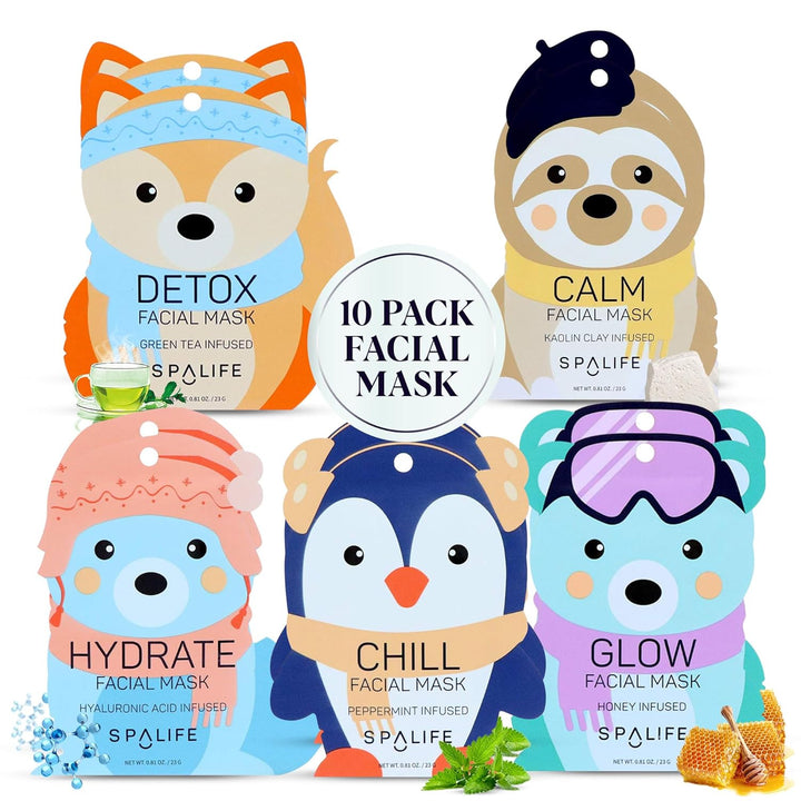 Facial Mask Sheet Bundle - Pumpkin, Ghost, Bat - Halloween Character Mask Bundle - Face Masks for Skin Care - Moisturizing Sheet Face Masks - Skincare Pack for Women - Spa Beauty Masks