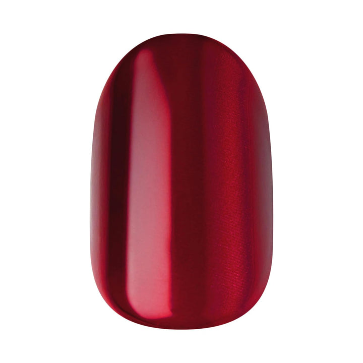No Glue Mani Press on Nails, Color FX, 'Hidden Gem', Red, Short Size, Oval Shape, Includes 30 Nails, Prep Pad, Instructions Sheet, 1 Manicure Stick, 1 Mini File