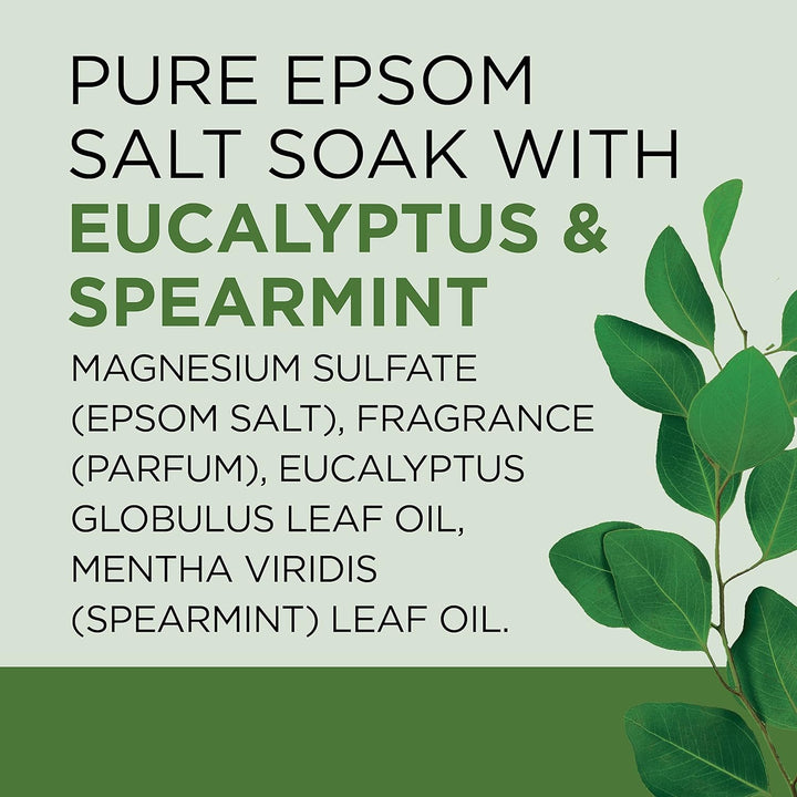 Epsom Salt Magnesium Soak, Relax & Relief with Eucalyptus & Spearmint Essential Oils, 3 Lbs