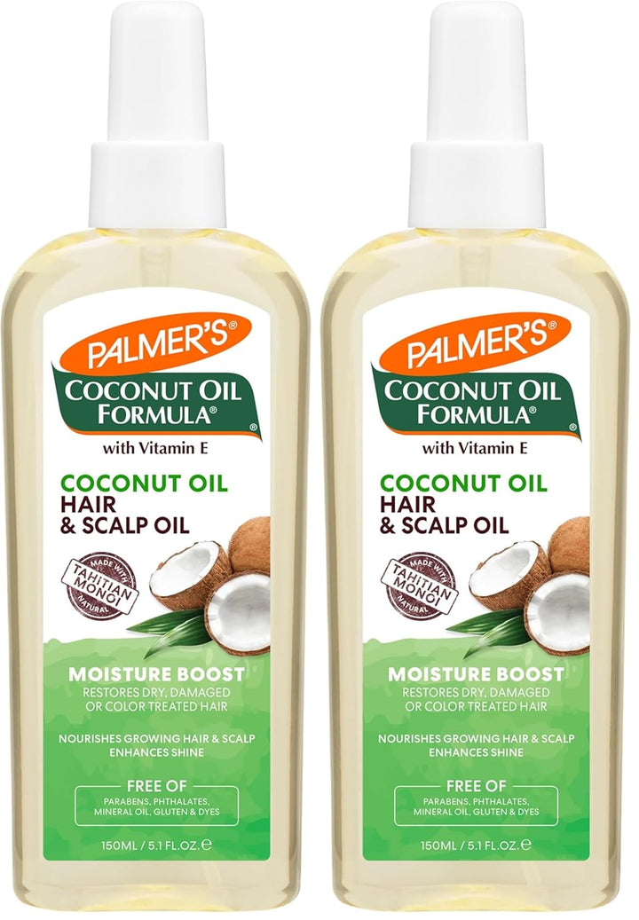 Coconut Oil Moisture Boost, Restorative Hair and Scalp Oil Spray, Lasting Hydration and Shine for Dry or Damaged Hair, Promotes Scalp Health, 5.1 Oz