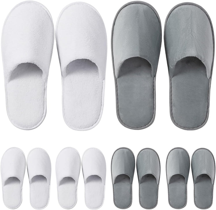 6 Pairs Disposable Slippers for Guest, Non Slip Spa Slides Washable Reusable House Shoes Hotel Indoor Slippers for Women Men, Home,Travel