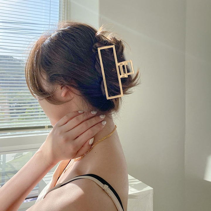 6 Pack Large Metal Hair Claw Clips - 4 Inch Big Gold Hair Clips,Perfect Jaw Hair Clamps for Women and Thinner,Thick Hair Styling,Strong Hold Hair,Fashion Hair Accessories (Style 1)