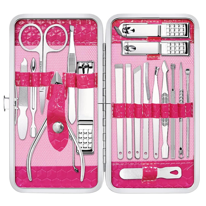 Nail Clippers Set Fingernail and Toenail Clipper Cutters, Manicure Pedicure Kit 18 Pieces Stainless Steel Professional Grooming Kits, Nail Care Tools with Luxurious Travel Case