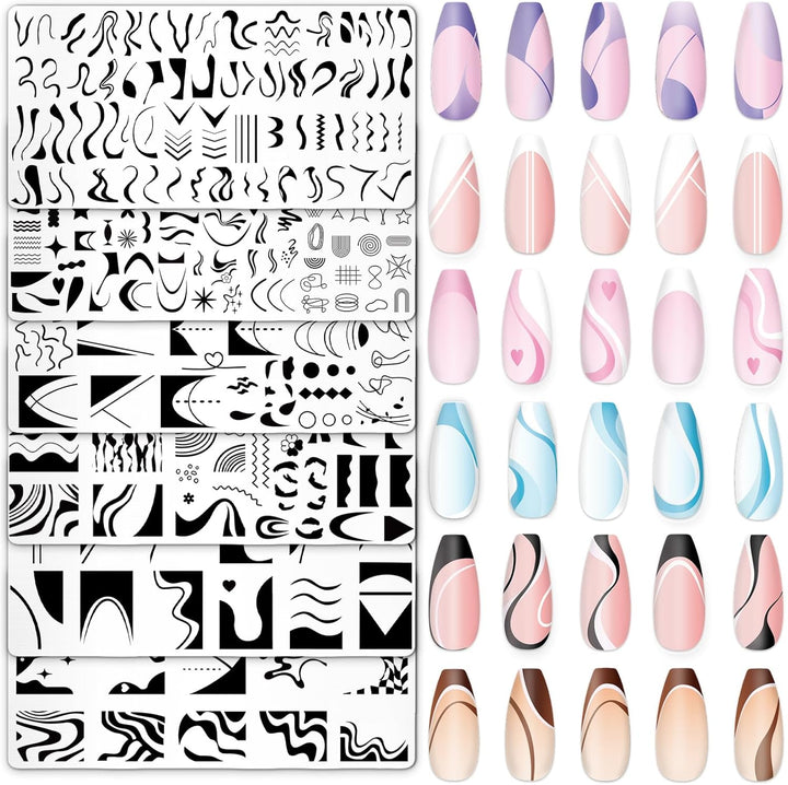 6Pcs All Holiday Nail Art Plates Valentines Stamptemplates Set Winter Christmas Fall Nail Plates Stamping for Xmas DIY Print Manicure Salon Design Gift