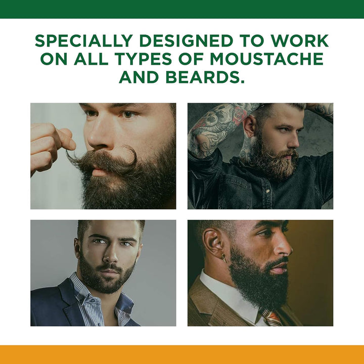 Moustache Wax – Mustache Wax for Men Strong Hold, Neutral Color, Includes Styling Brush, Hang Pack, 0.5 Oz