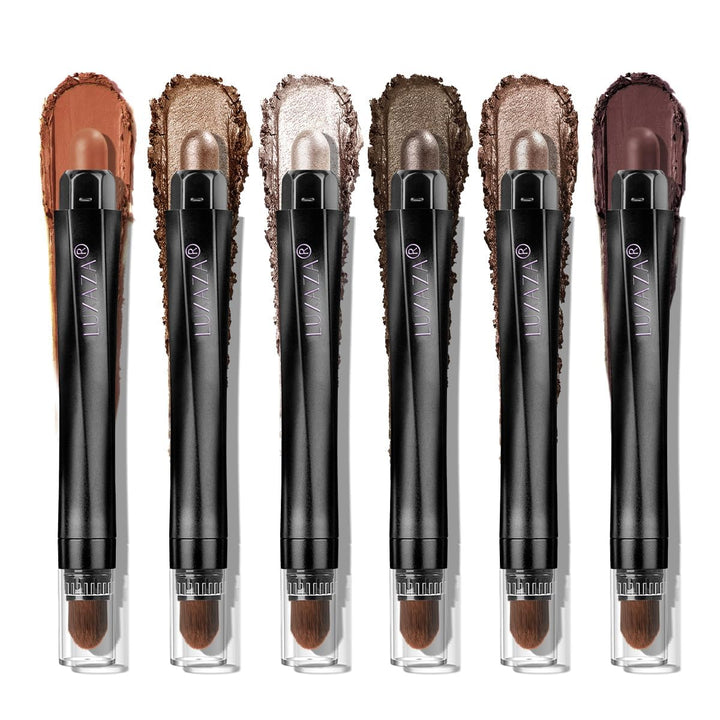 Neutral Eyeshadow Stick Makeup 6PCS Set, Brown Nude Metallic Shimmer Matte Cream Eye Shadow Palette Eyeliner Brightener Pencil Crayon, Halloween Makeup - BROWN CANYON
