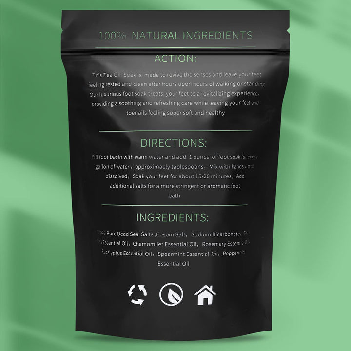 Tea Tree Oil Foot Soak with Epsom Salt - Pedicure Foot Spa for Toenail Fungus Treatment, Nail Discoloration, Stubborn Foot Odor and Itchiness -16 Oz