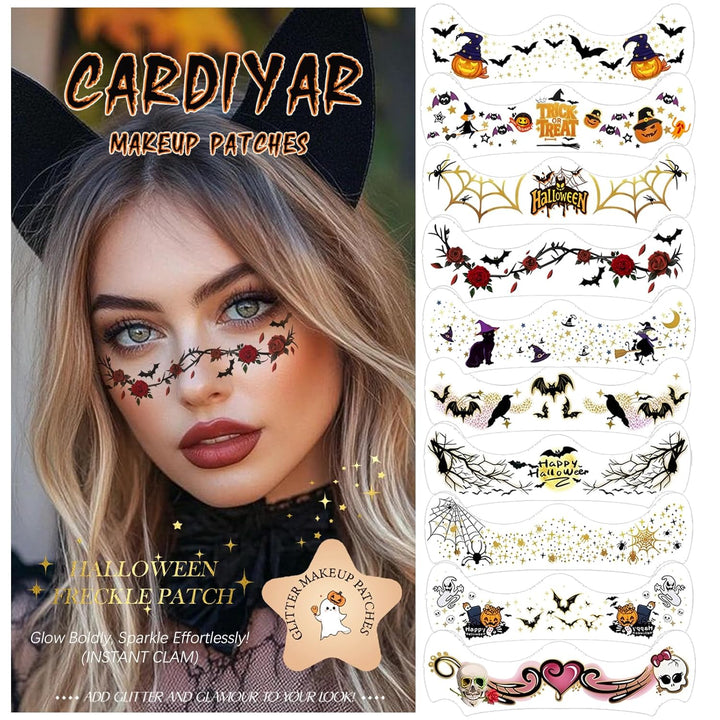 Glitter Freckles Face Tattoo - 24PCS Waterproof Gold Temporary Sparkle Patches for Women, Glow up Makeup (Gold)